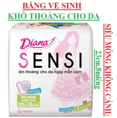 Băng vệ sinh khô thoáng cho da diana siêu mỏng không cánh 8 miếng