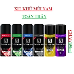 Xịt ngăn mùi toàn thân  hương nam tính Romano chai(130-:-150)ml