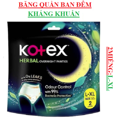 Băng vệ sinh ban đêm dạng quần  kotex herbal overnight panties bịch 2 miếng