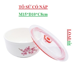 Bát tô sứ có nắp nhựa M15*D10*C8cm