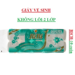 Giấy vệ sinh 2 lớp Bibi không lõi bịch 10 cuộn