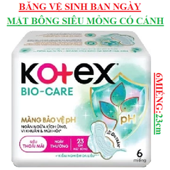 Băng vệ sinh hàng ngày mặt bông siêu mỏng cánh Kotex Bio care 6 miếng 23cm