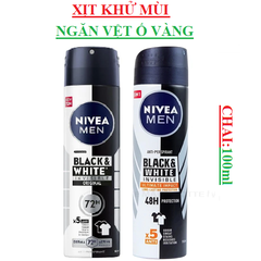 Xịt ngăn mùi nam ngăn vệt ố vàng Nivea Black & White  chai 150ml