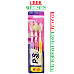 Bàn chải đánh răng lông tơ mềm mại PS bộ 3 cái