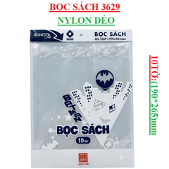 Bọc sách nylon bịch 10 tờ (190*265)mm 3269 Hồng Hà