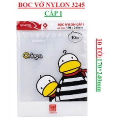 Bọc vở nylon cấp 1 bịch 10 tờ (170*240)mm 3245 Hồng Hà