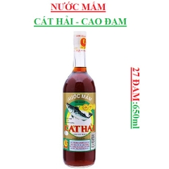 Nước mắm Cát Hải loại cao đạm (27 độ đạm) chai thủy tinh 650ml