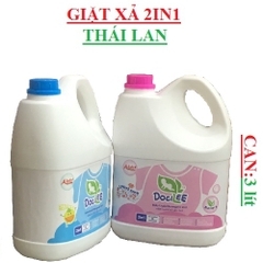 Nước giặt xả quần áo em bé 2in1  docilee can 3 lít