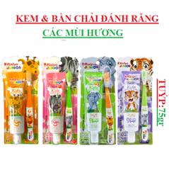 Bộ kem đánh răng & bàn chải đánh răng trẻ em cao cấp Raiya junior  tuýp 75gr