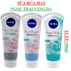 Sữa rửa mặt ngọc trai dưỡng sáng nivea Micro bubbles deep clean foam tuýp 100ml