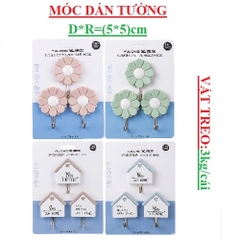 Móc dán tường bộ 3 cái D*R (5*5)cm treo 3kg/cái