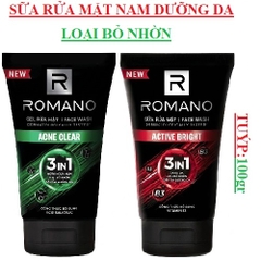 Sữa rửa mặt dưỡng da nam 3in1  Romano tuýp 100gr