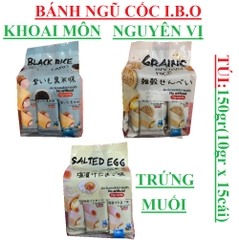 Bánh ngũ cốc I.B.O nguyên chất, khoai môn, trứng muối túi 150gr