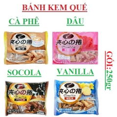 Bánh kem quế cuộn ILANcream roll gói 250gr, dâu tây, vanilla, socola, cà phê