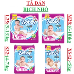 Tã dán bobby fresh siêu thấm,S32,XS42,M28,L25(bịch nhỏ)