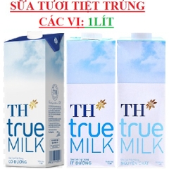 Sữa tươi tiệt trùng TH true milk hộp 1lít ,có đường, không đường, ít đường