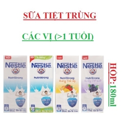 Sữa tiệt trùng Nestle NutriStrong hộp 180ml, có đường, ít đường, hương trái cây, hương việt quất