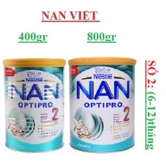 Sữa Nan 2 lon 800gr, 400gr (Nan Optiprro 2) dành cho trẻ (6-12) tháng tuổi