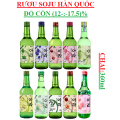 Rượu soju (sochu) korice độ cồn (12-:-17.3)% Hàn quốc chai 360ml