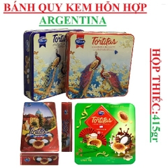 Bánh quy kem hỗn hợp Arcor tortitas hộp thiếc