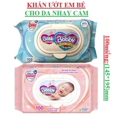 Khăn ướt em bé bobby bịch 100 tờ