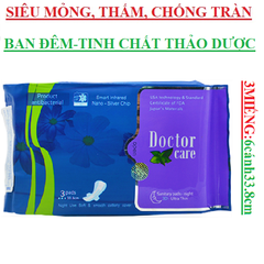 Băng vệ sinh ban đêm siêu mỏng ,siêu thấm, siêu chống tràn 3 miếng Doctor care