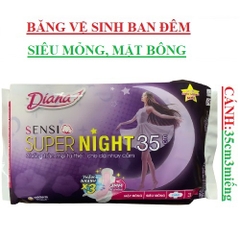Băng vệ sinh super night đêm 35cm có cánh Diana sensi gói 3 miếng