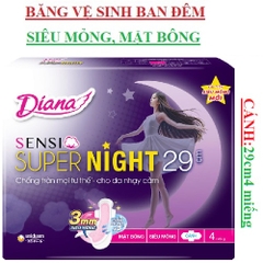 Băng vệ super night đêm 29cm có cánh Diana sensi gói 4 miếng