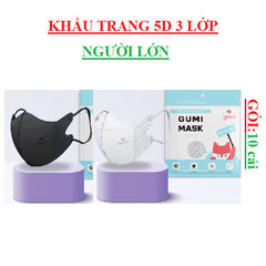 Khẩu trang người lớn 5D 3 lớp GUMI