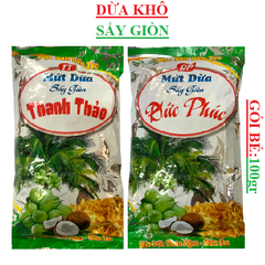 Mứt dừa sấy khô sấy giòn  Bến Tre gói  bé 100gr