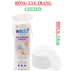 Bông tẩy trang cotton Eveda  80pads D5.8cm