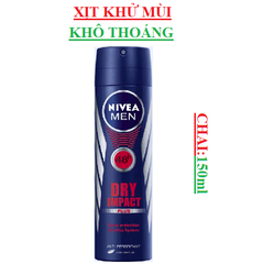 Xịt khử mùi nam khô thoáng Nivea men Dry Impact chai 150ml