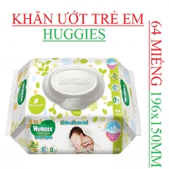 Khăn ướt trẻ em không mùi Huggies 64 miếng