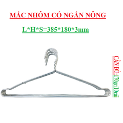 Mắc nhôm treo quần áo có ngấn nông 170gr lố10 cái L*h*S (385*180*3)mm
