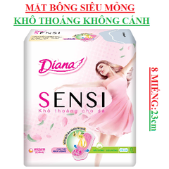 Băng vệ sinh mặt bông siêu mỏng khô thoáng  Diana sensi không cánh 8 miếng 23cm