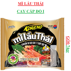 Mì lẩu thái chua cay 7 cấp độ  Koreno paldo chua cay gói (70-:-80)gr