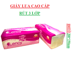 Khăn giấy lụa cao cấp 3 lớp Lency bịch 180 tờ 200*190mm
