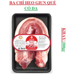 Thịt ba chỉ (ba rọi) heo giun quế có da Anfood khay 300gr+/-15gr