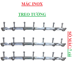 mắc quần áo inox treo tường loại 7 tai treo