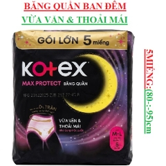 Băng vệ sinh ban đêm dạng quần  kotex max protext  overnight panties bịch 5 miếng ML(80-:-95)cm