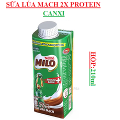 Sữa lúa mạch 2x protein canxi Milo Nestle hộp 210ml