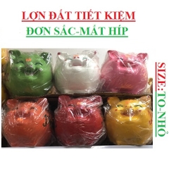 Lợn đất tiết kiệm dáng tròn đơn sắc mắt híp