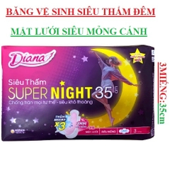 Băng vệ sinh Diana super night siêu thấm cánh 3 miếng 35 cm