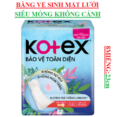 Băng vệ sinh bảo vệ toàn diện mặt lưới siêu không mỏng cánh kotex 8 miếng 23cm
