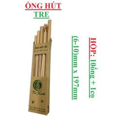 Ống hút tre Tre xanh hộp 10ống x ((6-10)x197)mm mầu nâu