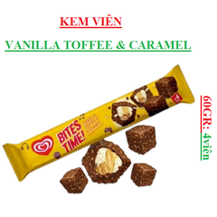 Kem viên vani caramel phủ socola Bites Time  wall's gói 60gr (4 viên)