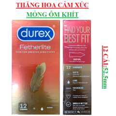 Bao cao su tăng cường cảm xúc Durex Fetherlite thin for greater sensitivity hộp 12s