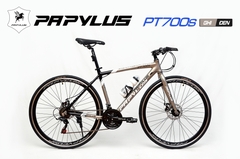 Xe đạp touring PAPYLUS PT700s: Khung Nhôm, Group SHIMANO 3x7 tốc độ, Đùi đĩa Nhôm, Vành nhôm 4cm, Lốp 700x28C