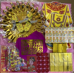 Bộ Giấy Cúng Đầy Tháng Thôi Nôi Cúng Căn Đầy Đủ Hài Sảo Tròn Tone Vàng