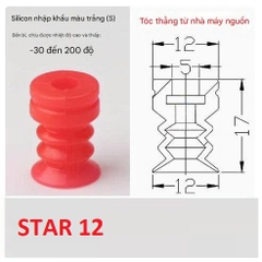 Núm hút cao su silicon 3 ngăn, giác hút chân không Star 3 ngăn dùng cho cọc hút đầu bắt núm 8mm